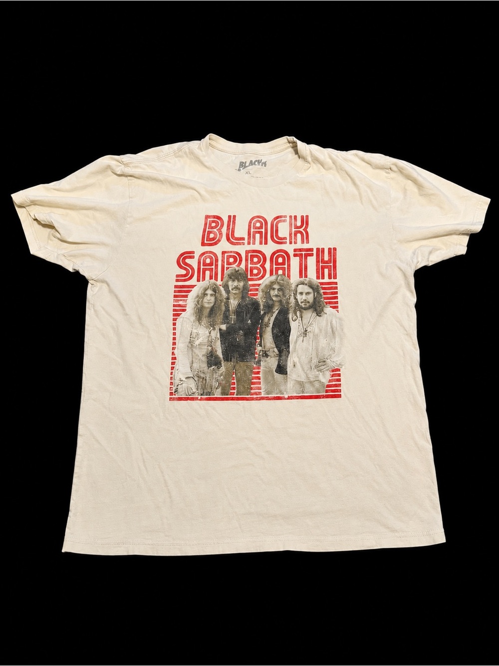 Black Sabbath Graphic Band Tee XL Cream Heavy Metal Shirt